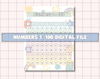 Numbers 1 - 100 poster digital file