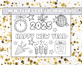 New Year’s Eve 2025 Coloring Sheet Digital File