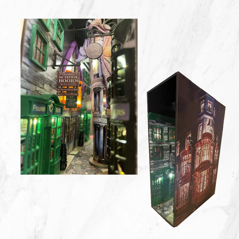 Diagon Magic Alley Booknook / Not DIY Kit / Bookshelf Insert Etsy