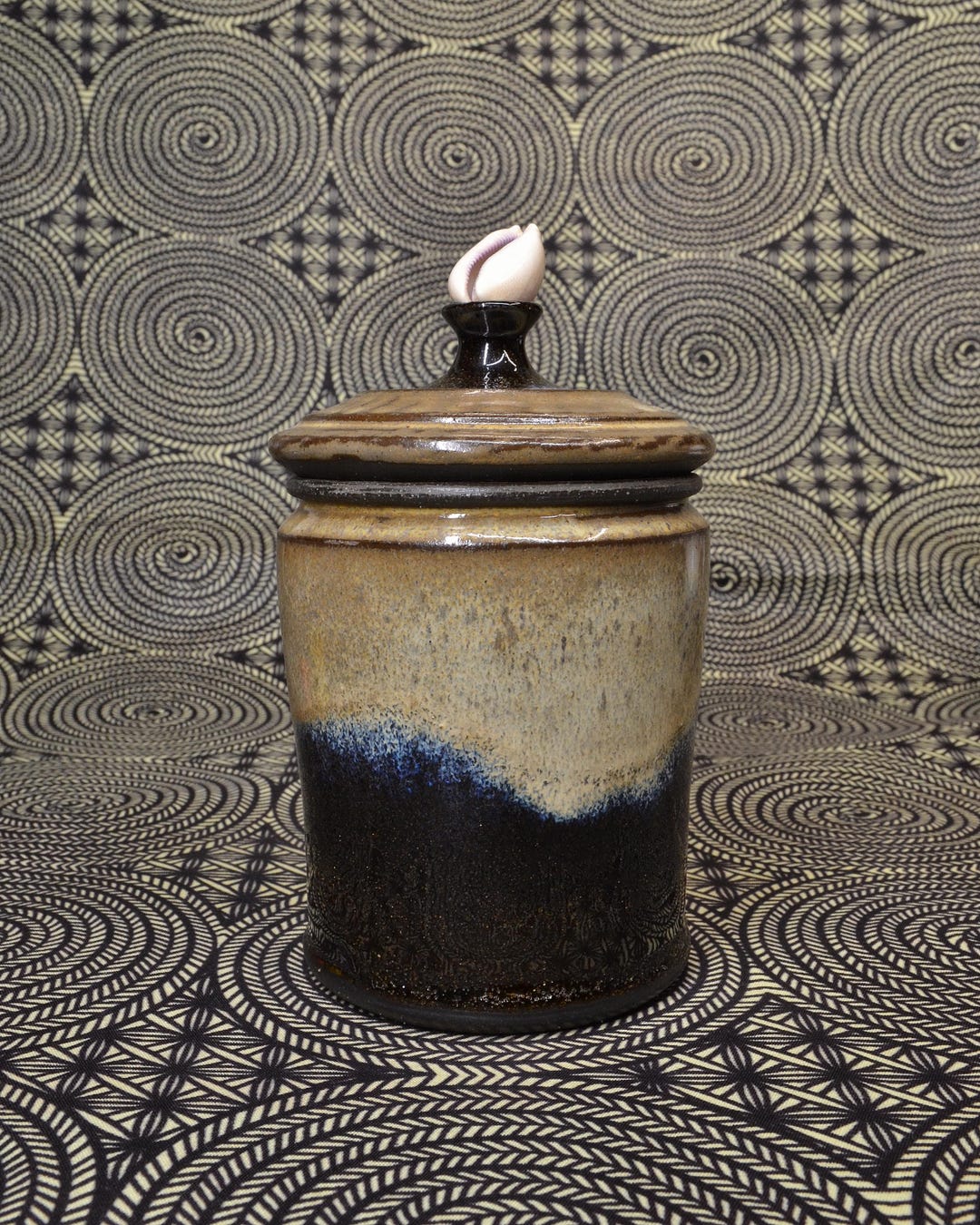Unique Handmade Ceramic Column Jar With Cowrie Lid - Beige/iris - Etsy