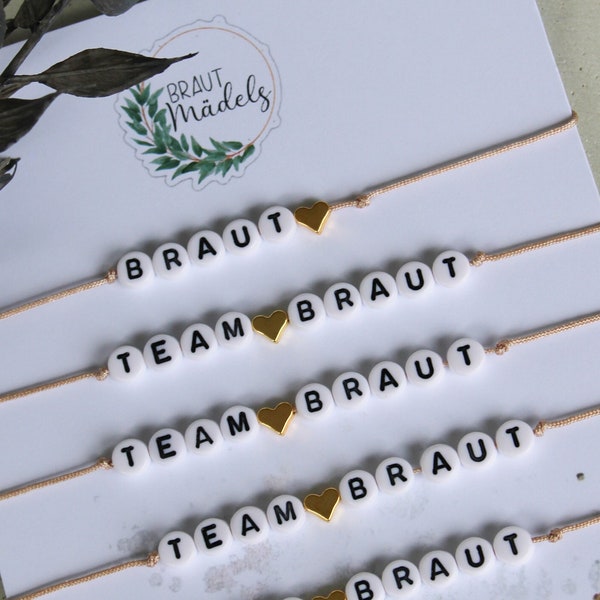 Team Braut Team Bride - JGA Armbänder - Armband Junggesellinnenabschied - Freundschaftsarmbänder - Trauzeugin - Junggesellenabschied