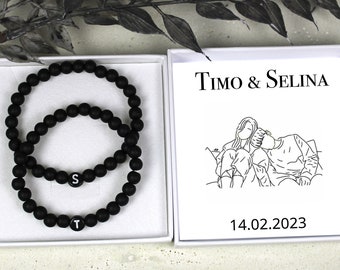 Partnerarmband inkl Geschenkbox personalisiert・Armband Personalisiert・ Partnerschmuck・Armband mit Gravur・Freundschaftsarmband ・Perlenarmband