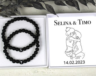 Partnerarmband inkl Box・Valentinstag Geschenk für Sie・Jahrestag Geschenk für Sie・Gravur Armband・Geschenk für Freund