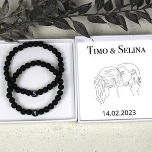 Partnerarmband inkl Geschenkbox personalisiertArmband PersonalisiertPartnerschmuckArmband mit GravurFreundschaftsarmbandPerlenarmband Bild 1