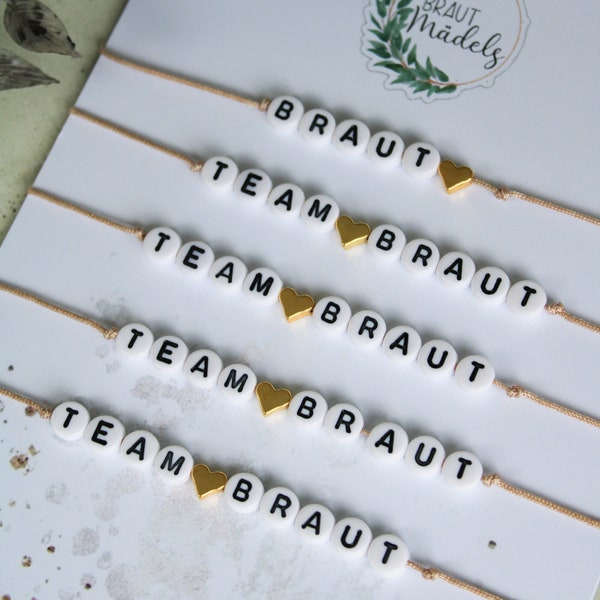 Team Braut Team Bride - JGA Armbänder - Armband Junggesellinnenabschied - Freundschaftsarmbänder - Trauzeugin - Junggesellenabschied