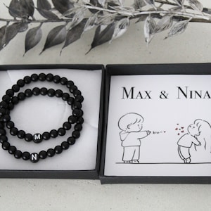 Partnerarmband inkl Geschenkbox personalisiert・Armband Personalisiert・ Partnerschmuck・Armband mit Gravur・Freundschaftsarmband ・Perlenarmband