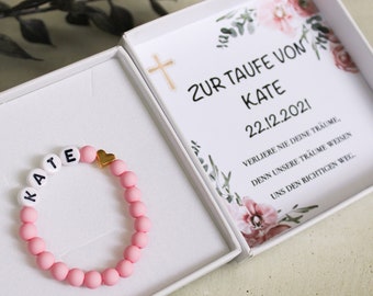 Armband personalisiert mit Namen zur Taufe - Taufgeschenk - Taufgeschenk junge - Taufgeschenk Mädchen - Taufkarte - Taufeinladung - Taufe