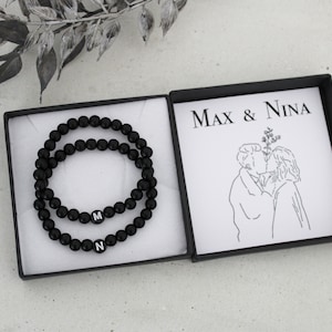 Partnerarmband inkl Geschenkbox personalisiertArmband Personalisiert PartnerschmuckArmband mit GravurFreundschaftsarmband Perlenarmband zdjęcie 4