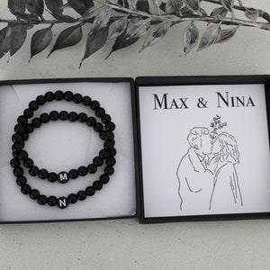 Partnerarmband inkl Geschenkbox personalisiertArmband Personalisiert PartnerschmuckArmband mit GravurFreundschaftsarmband Perlenarmband image 5