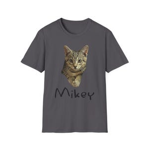 Mikey Kitten Shirt, Light Shirt with Black Lettering, Cat Lover Gift, Cat Themed Gift, Cats Against Trump Tabby Cat T Shirt, Veteran Owned image 8