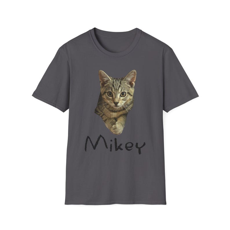 Mikey Kitten Shirt, Light Shirt with Black Lettering, Cat Lover Gift, Cat Themed Gift, Cats Against Trump Tabby Cat T Shirt, Veteran Owned image 8
