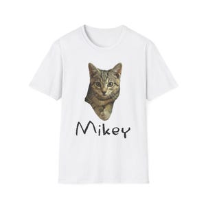 Mikey Kitten Shirt, Light Shirt with Black Lettering, Cat Lover Gift, Cat Themed Gift, Cats Against Trump Tabby Cat T Shirt, Veteran Owned image 7