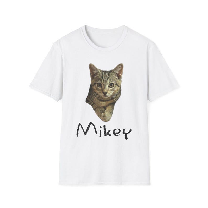 Mikey Kitten Shirt, Light Shirt with Black Lettering, Cat Lover Gift, Cat Themed Gift, Cats Against Trump Tabby Cat T Shirt, Veteran Owned image 7