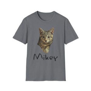 Mikey Kitten Shirt, Light Shirt with Black Lettering, Cat Lover Gift, Cat Themed Gift, Cats Against Trump Tabby Cat T Shirt, Veteran Owned image 5