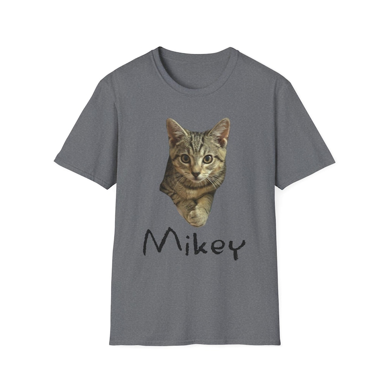 Mikey Kitten Shirt, Light Shirt with Black Lettering, Cat Lover Gift, Cat Themed Gift, Cats Against Trump Tabby Cat T Shirt, Veteran Owned image 5