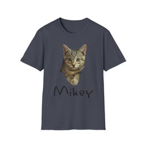 Mikey Kitten Shirt, Light Shirt with Black Lettering, Cat Lover Gift, Cat Themed Gift, Cats Against Trump Tabby Cat T Shirt, Veteran Owned image 6