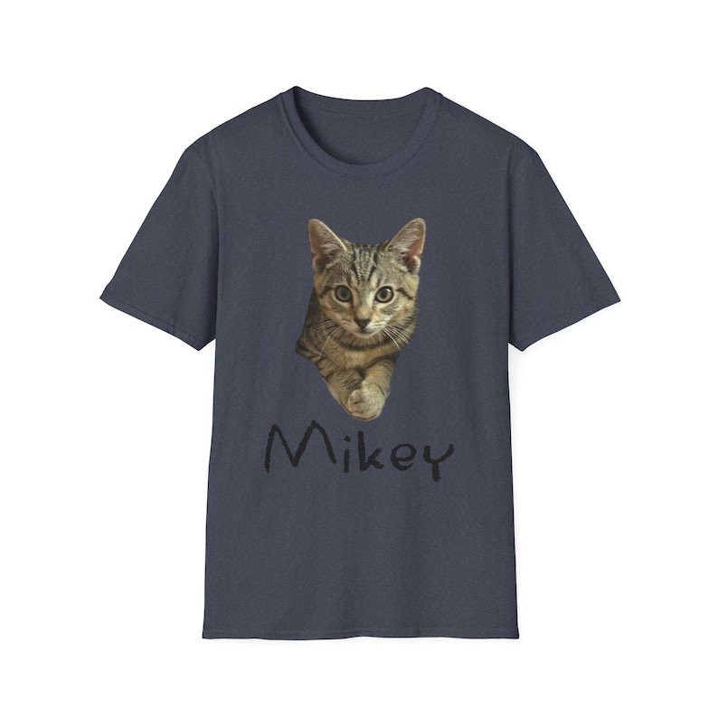 Mikey Kitten Shirt, Light Shirt with Black Lettering, Cat Lover Gift, Cat Themed Gift, Cats Against Trump Tabby Cat T Shirt, Veteran Owned image 6