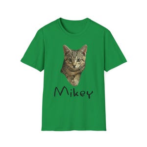 Mikey Kitten Shirt, Light Shirt with Black Lettering, Cat Lover Gift, Cat Themed Gift, Cats Against Trump Tabby Cat T Shirt, Veteran Owned image 9
