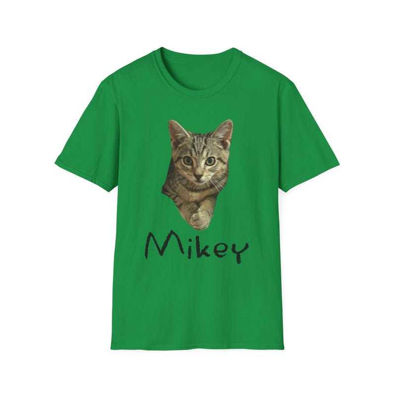 Mikey Kitten Shirt, Light Shirt with Black Lettering, Cat Lover Gift, Cat Themed Gift, Cats Against Trump Tabby Cat T Shirt, Veteran Owned image 9