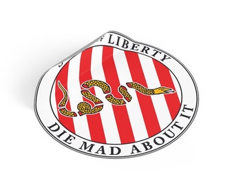 Die Mad Round Vinyl Sticker for Water Bottle, Sons of Liberty Waterproof Labels, Join or Die Sticker for Laptop, Anti Fascism Stickers
