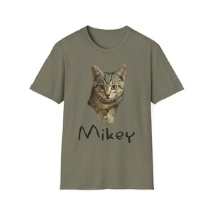 Mikey Kitten Shirt, Light Shirt with Black Lettering, Cat Lover Gift, Cat Themed Gift, Cats Against Trump Tabby Cat T Shirt, Veteran Owned image 4