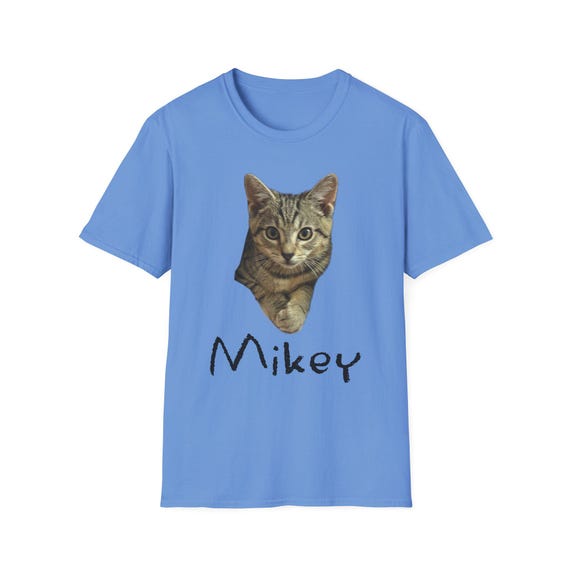 Mikey Kitten Shirt, Light Shirt with Black Lettering, Cat Lover Gift, Cat Themed Gift, Cats Against Trump Tabby Cat T Shirt, Veteran Owned