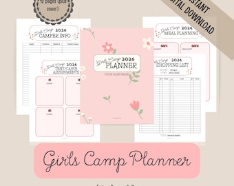 Editable Girls Camp Planner | LDS Camp Organizer, Meal Planning (Digital Download)