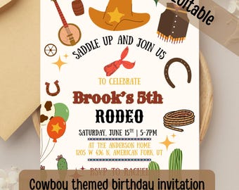 Editable Rodeo Birthday Invitation | Cowboy Western Party Template (Digital Download)