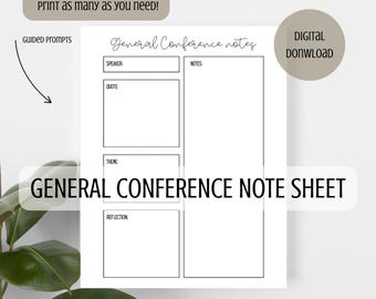 General Conference Notes Printable | LDS Talk Study Journal (Digital Download)