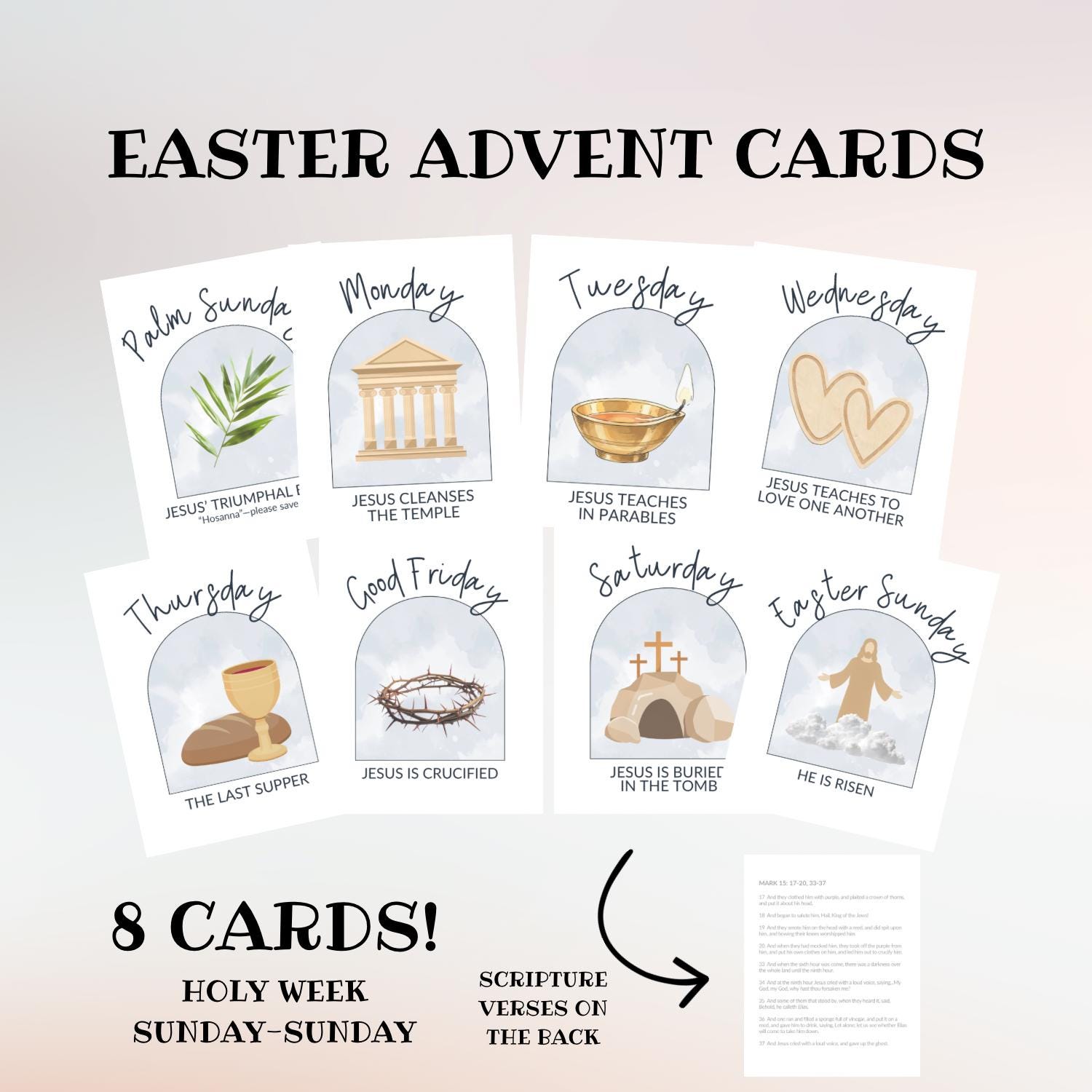 Holy Week Scripture Cards – Christ-centered Easter Advent Decor - Etsy