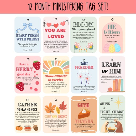 LDS Ministering Gift Tags | Printable Christian Gift Ideas (Digital Download)