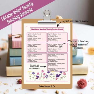 Editable Relief Society Lesson Schedule • Canva Template (Digital Download)