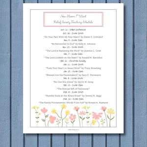 Editable Relief Society Lesson Schedule • Canva Template (Digital Download)