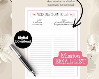 Mission Farewell Email List Printable