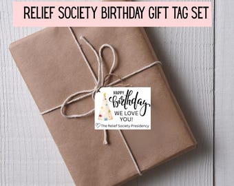 Relief Society Birthday Gift Tags – Printable LDS Ministering Gift (Digital Download)