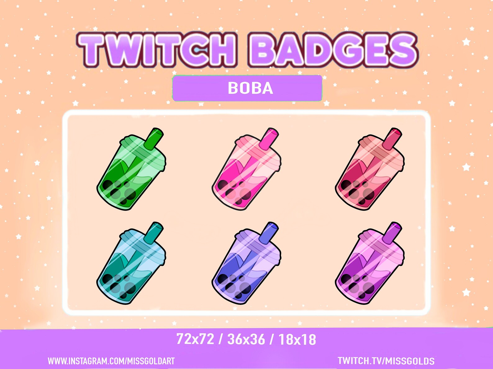 Boba Twitch Badges, Badges for Subs, Twitch Streamers, Badges for