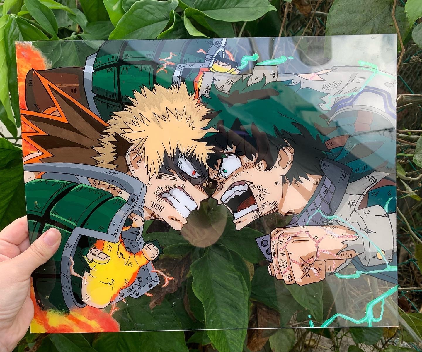 Wall Decor Bakugo Glass Painting My hero academia Glass Painting Deku ...