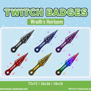 Wraith Heirloom Badges, Wraith Badges, twitch streamers, sub badges for twitch streamers, Wraith Heirloom twitch emotes for streamers
