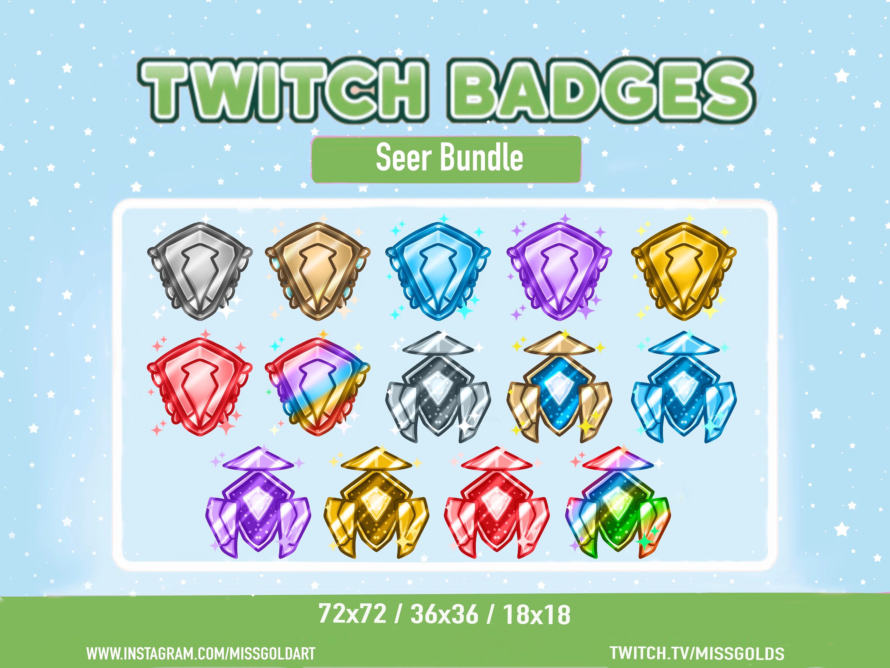 Seer Bundle Badges, Seer Badges, Twitch Streamers, Sub Badges for