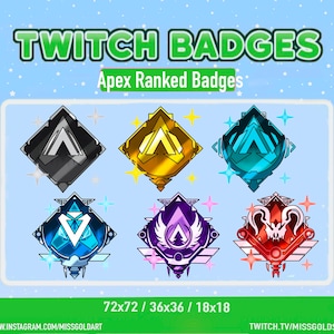 Apex Ranked Badges, Ranked Badges, twitch streamers, sub badges for twitch streamers, Ranked apex legends twitch badges for streamer