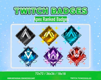 Apex Ranked Badges, Ranked Badges, twitch streamers, sub badges for twitch streamers, Ranked apex legends twitch badges for streamer