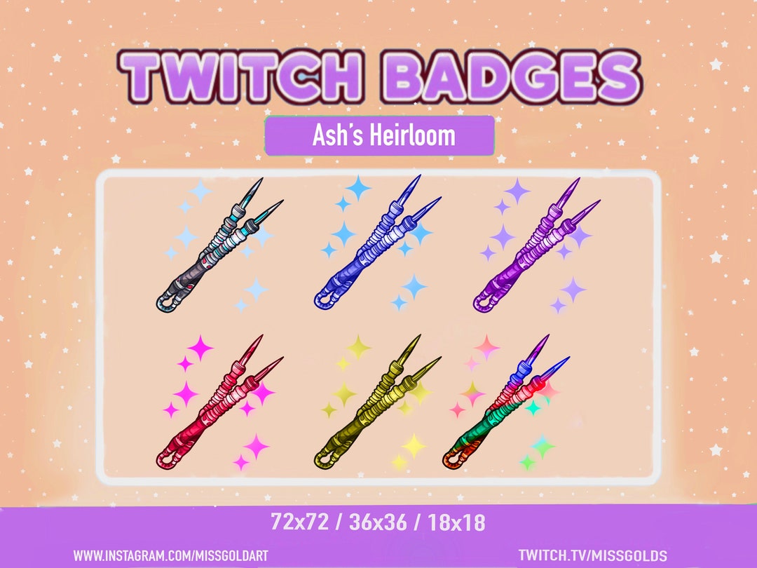 Ash Heirloom Badge, Ash Badges, Twitch Streamers, Sub Badges for Twitch