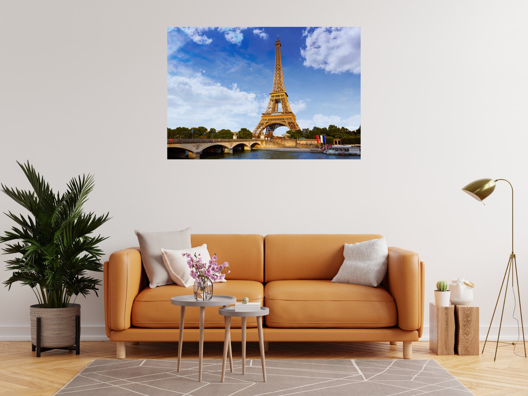 Tableau Tour Eiffel, Tableau Paris, Paysage Parisien, Toile La Seine, Bateau Mouche, Eiffel