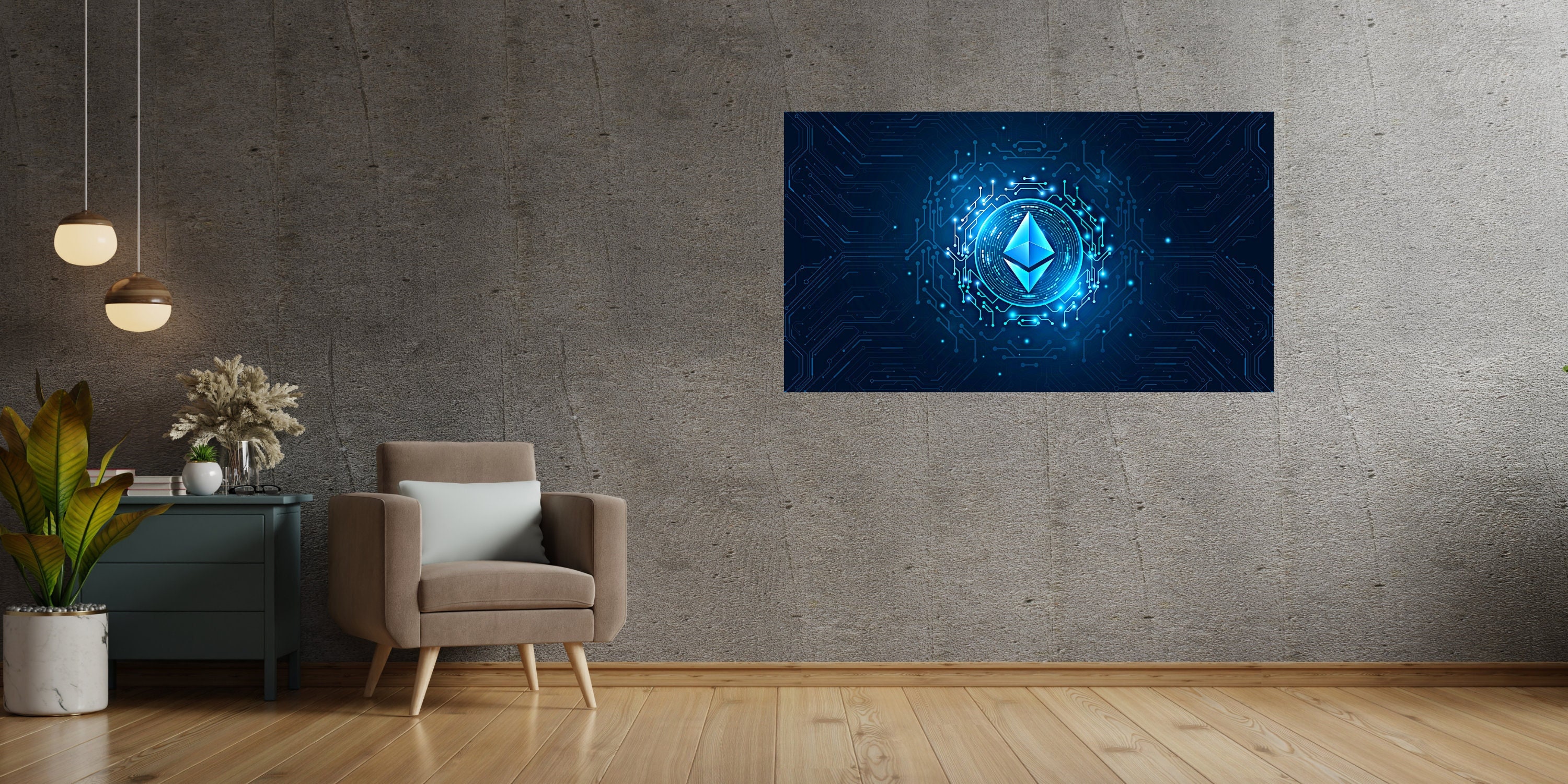 Tableau Crypto, Tableau Ethereum, Eth, Cryptomonnaie, Déco, Art Mural, Décoration Mural