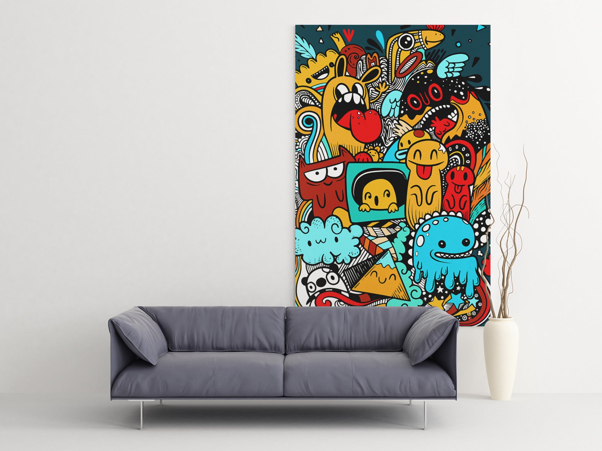 Tableau Graffiti, Tableau Street Art, Toile Grunge, Couleurs, Art de Rue, Murale, Tableau, Mural