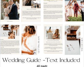 Wedding Guide for Photographers,  Wedding Guide with Text included for photographers, wedding guide with copy