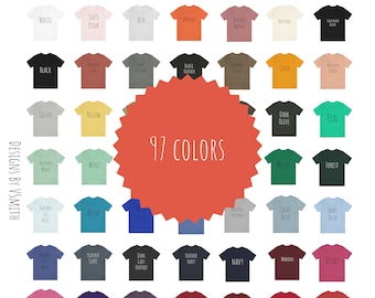 Bella + Canvas 3001 Jersey Unisex Short Sleeve Tee Color Chart and Sizing Chart Digital Download