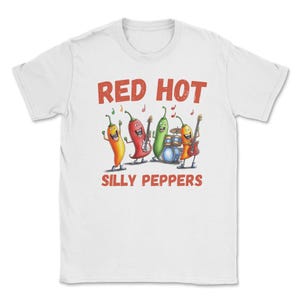 Maglietta Red Hot Silly Peppers parodia musicale divertente maglietta unisex divertente peperoncino regalo