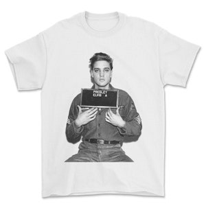 Elvis presley mugshot t-shirt army portrait- unisex t-shirt gift.