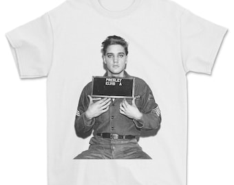 Elvis presley mugshot t-shirt army portrait- unisex t-shirt gift.